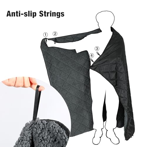 REDCAMP Large Camping Blanket with Sherpa Lining, Cold Weather Warm Outdoor Blanket Windproof for Camping Stadium, Machine Washable 59"x 71" Black - color: 59"x 71" Black