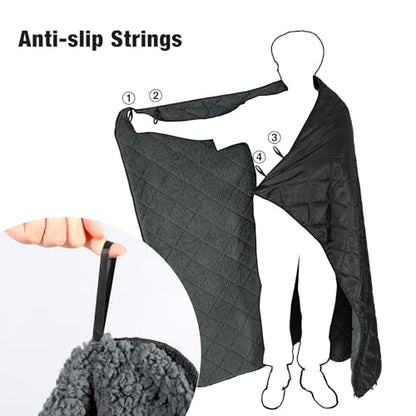 REDCAMP Large Camping Blanket with Sherpa Lining, Cold Weather Warm Outdoor Blanket Windproof for Camping Stadium, Machine Washable 59"x 71" Black - color: 59"x 71" Black