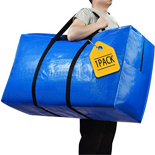 57 Gallon Extra Large Storage Bags, XXL Jumbo Large Moving Bags Heavy Duty, Storage Totes Zippered Moving Boxes Supplies for College, Foldable Duffle Bag for Travel, Christmas Tree Bag, 42x23x13.5inch - color: Blue - 1 Pack, size: 42" X 23" X 13.5"