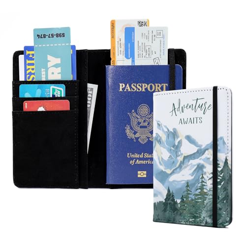 PDE-QUNLIAN Passport Book Holder Passport Wallet for Children Passport Holder for Kid Passport Cover for Boy and Girl Passport Case Passport Books Holder 1 PCS (6x4IN) - color: Snowy Mountain-1pcs