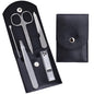 HANTEKAS Travel Manicure Set Professional Nail Clipper Kit-5 Pieces Stainless Steel Manicure Kit, Women Men Grooming kit With Nail Care Tools Beauty Scissors Tweezers (Silver Black) - color: Black