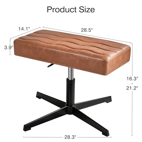 VECELO Under Desk Footrest, PU Ergonomic Foot Rest with Comfort Padding, Height Adjustable for Relieving Leg Pain, Stiffness, and etc, Brown - color: Brown