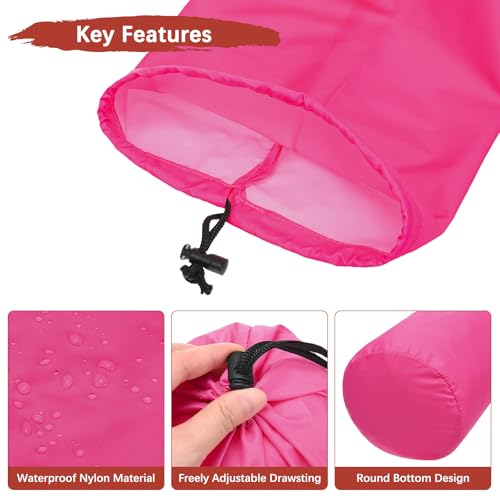 Stuff Sack [2PCS] - Waterproof Outdoor Storage Sacks Use for Backpacking & Traveling & Hiking - [Rose Red-5 x 10 in/ 13 x 25 CM] Ultralight Drawstring Bags - color: Rose Red