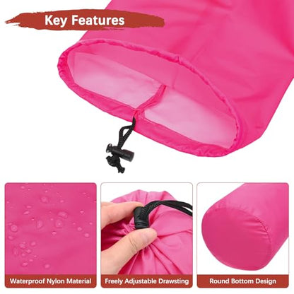 Stuff Sack [2PCS] - Waterproof Outdoor Storage Sacks Use for Backpacking & Traveling & Hiking - [Rose Red-5 x 10 in/ 13 x 25 CM] Ultralight Drawstring Bags - color: Rose Red