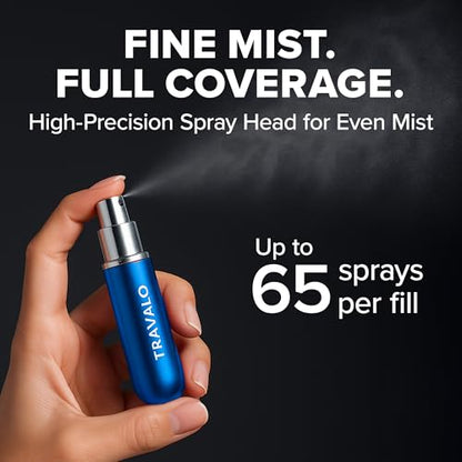 Travalo Classic HD Perfume Atomizer - Leak-Proof and TSA Approved for Air Travel - Reusable, Airtight, Easy-Fill Mini Pump Sprayer - Lightweight, Elegant Design w/Volume Window - Blue - 0.17oz - color: Blue