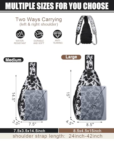 Pritent Crossbody Bags for Women Men Trendy Sling Bag Backpack Casual Chest Bag with Convertible Shoulder Strap - color: Cowprint, size: Large