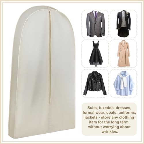 42 Inch Acid Free Cotton Muslin Suit Garment Bag Long Dress Suit Storage Box Closet Organizer for Suits, Coats, Travel Bag - size: 42 Inch