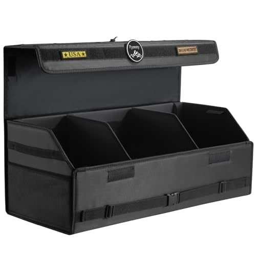 Fyzeoty Car Organizers and Storage - Trunk Organizer for Suv Car, Car Trunk Oxford Cloth Storage Box, Extra Large, Tactical Style Lid, Collapsible and Adjustable Tactical-Black - color: Tactical-Black, size: Extra Large