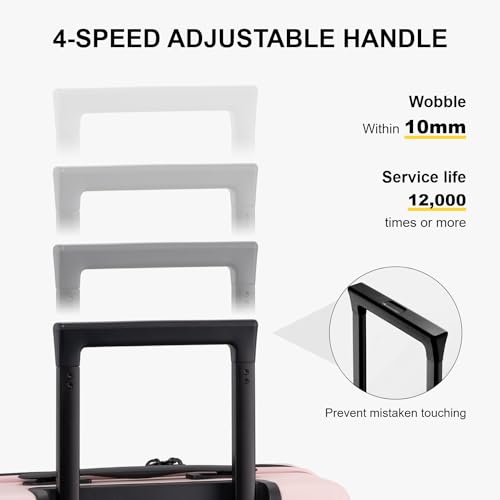 LEVEL8 Pink Suitcase with Spinner Wheels, Carry on Luggage Airline Approved, Suitcase for women Men, Lightweight Luminous Textured, Tsa Lock, 20 Inch - color: Pink, size: Carry-On 20 Inch