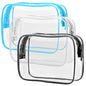 PACKISM Clear Cosmetic Bag, TSA Approved Clear Makeup Bag Travel Toiletry Bag, Beauty Quart Size Bag, 3 Pack, Black White Blue - color: White Black Blue, size: Medium Set (Standard)