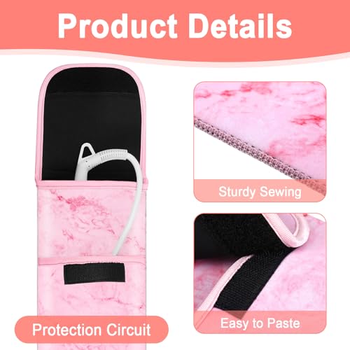Shappy 2 Pcs Heat Resistant Hair Tools Bag Curling Iron Travel Case Cover Neoprene Flat Iron Holder Travel Case and Silicone Mat Pouch for Hot Hair Tools Storage Organizer(Pink Marble Style) - style: Pink Marble Style