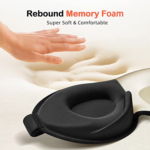 INNELO Sleep Mask for Side Sleeper, Eye Mask Sleeping Women Men, 100% Light Blocking 3D Contoured Cup Sleeping Mask Soft No Eye Pressure Cover Blindfold Night Shade for Travel Nap Yoga, Black - color: Black
