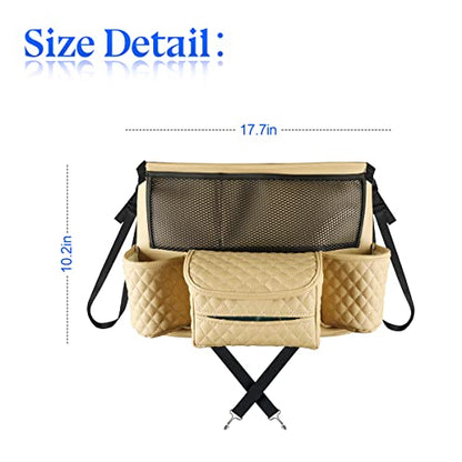 XINLIYA Car Handbag Holder Between Seats, PU Leather Multi-Pocket Large Capacity Purse Holder, Auto Net Bag Barrier of Backseat Pet Kids, Car Seat Organizers and Storage for Cargo Tissue Cup（Beige） - color: Beige