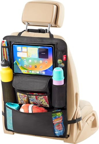 Helteko Car Seat Organizer, Ultra Version Kids Backseat Car Organizers and Storage, Waterproof Back Seat Protector Kick Mats with Tablet Holder 12 in, Car Accessories Interior and Travel Essentials. - color: Black, size: 1 Pack