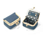 Genuine Leather Mini Jewelry Box Coin Purse for Women,Solid Color Kiss Lock Jewelry Case Organizer,Mini Travel Ring Box - color: Blue