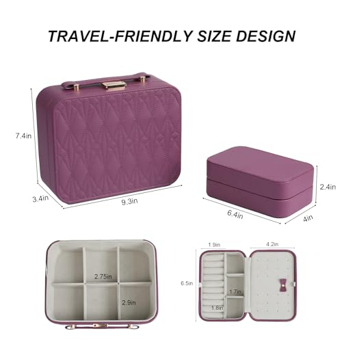 Jewelry Box for Women, Travel Jewelry Organizer Ladies Watch and Jewelry Case Travel Jewelry Case for Necklaces. (Burgundy Red) - color: Burgundy Red