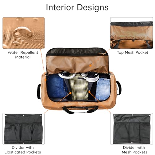 32" Soft-Sided Foldable Wheeled Duffle Bag, 110L Expandable 140L Rolling Travel Bag with Matching Storage Pouch, Updated Brown - color: Brown