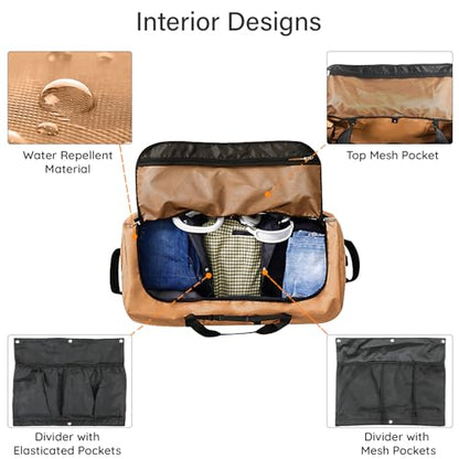 32" Soft-Sided Foldable Wheeled Duffle Bag, 110L Expandable 140L Rolling Travel Bag with Matching Storage Pouch, Updated Brown - color: Brown