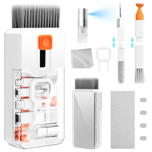 Keyboard Cleaning Kit Laptop Cleaner, All-in-1 Computer Screen Cleaning Brush Tool, Multi-Function PC Accessories Electronic Cleaner Kit Spray for iPhone iPad Macbook Earbud Camera Monitor with Patent - color: White