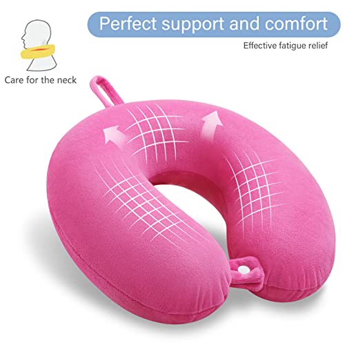 Travel Pillow Memory Foam, Comfortable Travel Neck Pillow U Shape, Support Neck and Head to Relieve Fatigue, Portable Neck Pillow Suitable for Planes, Trains, Self-Driving Cars - color: Deep Powder