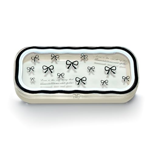 Cute hard shell bow glasses case cat transparent glasses case sunglasses glasses Size is 6.9 x 3.2 x 1.2inches - color: Case - Black Bow