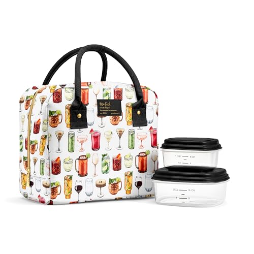 Fit & Fresh Bloomington Lunch Bag for Women - Insulated Large Lunch Box for Work with Containers, Leak-Resistant, Stain-Resistant, Zipper Closure, Mixology - color: Mixology, size: One Size