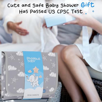 Baby Portable Changing Pad Travel - Waterproof Compact Diaper Changing Mat with Built-in Pillow - Lightweight & Foldable Baby Diaper Changer, Newborn Shower Gifts - color: Gray B