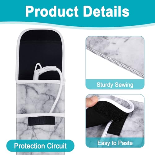 Shappy 2 Pcs Heat Resistant Hair Tools Bag Curling Iron Travel Case Cover Neoprene Flat Iron Holder Travel Case and Silicone Mat Pouch for Hot Hair Tools Storage Organizer(Marble Style) - style: Marble Style