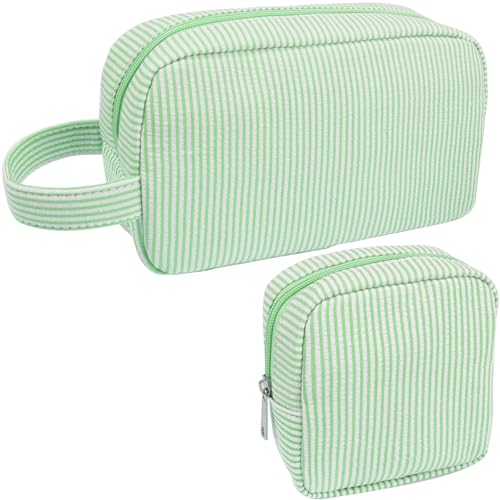 2Pcs Mini Makeup Bag, Small Makeup Pouches for Purse Cute Cosmetics Bag Pouch with Slip-in Pockets Small Travel Toiletry Bag Zipper Makeup Aesthetic Accessories Storage Bag - color: 0-Green Set