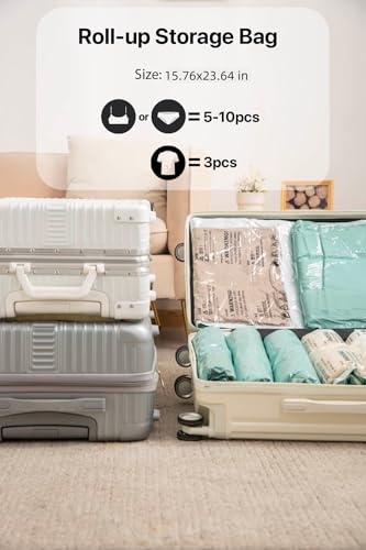 Vacuum Storage Bags for Clothing - NeatNest 6 Pack Roll-Up, 40×60cm (15.7"×23.6"), No Vacuum Needed, Compression Packing Bags for Clothes, Carry-On Luggage, Camping, and Travel - color: Roll x 6