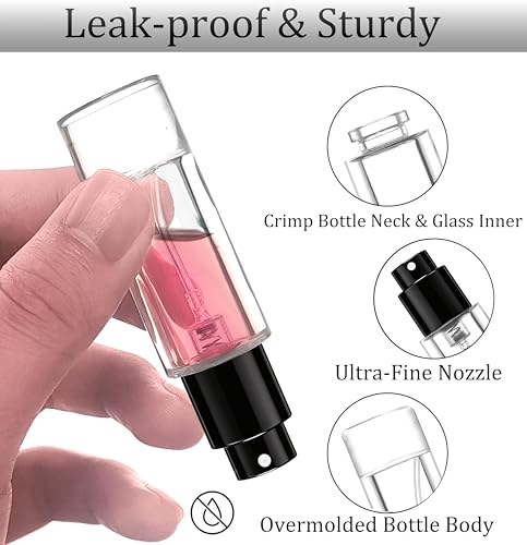 5ml Perfume Travel Refillable Bottle Perfume Atomizer, Travel Size Perfume Bottle,12pcs Glass Bayonet Mount Fragrance Atomizers for Trip, Leak-proof Cologne Sprayer Bottles - color: black