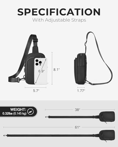 CHOLISS Small Crossbody Bags for Women and Men, Sling Bag for Women and Men Trendy, Fanny Packs Chest Bag with Extended Strap - color: Black