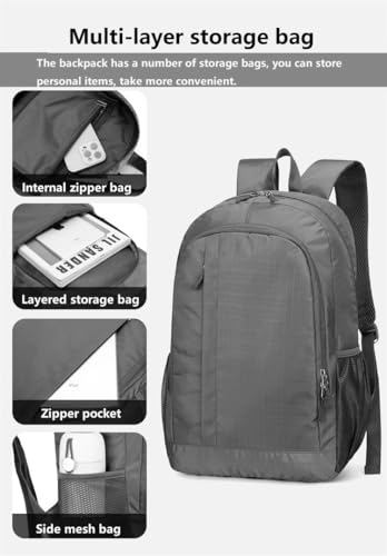 Ultra Lightweight Packable Hiking Backpack Small Foldable Travel Hiking Camping Daypack Casual Outdoor Day Bag for Men Women 25L - color: Gray