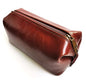 MAN & MANE Premium Leather Toiletry Bag for Men & Women – Classic Dopp Kit Travel Shaving Bag (Cognac Brown)
