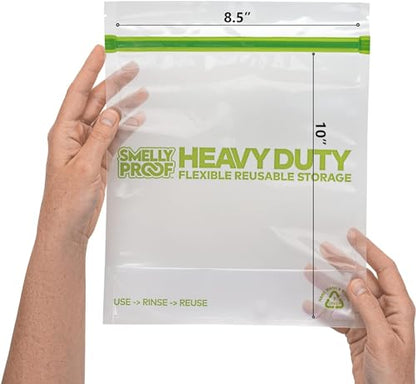 Smelly Proof BULK VALUE, 50-Pack HEAVY DUTY 5-mil Reusable Bags, Stand-Up, Expandable, Dishwasher-Safe, Odor-Proof, Durable Poly Nylon (Non-Silicone) US-Made 8.5" x 10" Quart 50pk - size: 50pk Quart 8.5" x 10"