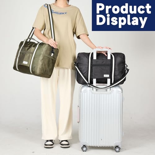 Arxus Foldable Tote Bag for Travel Expandable Lightweight Carry On Luggage 22L Packable Duffle Bag for Traveling - color: Green