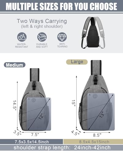 Pritent Crossbody Bags for Women Men Trendy Sling Bag Backpack Casual Chest Bag with Convertible Shoulder Strap - color: Light Grey, size: Medium