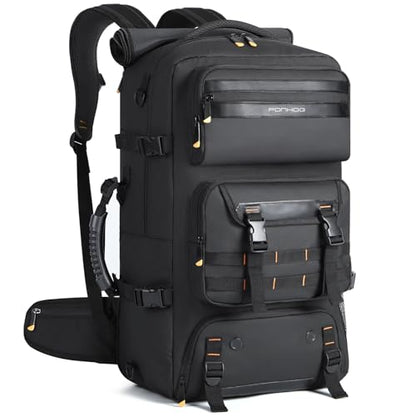 Ponhog Travel Backpack for Men, 50L Carry On Flight Approved Convertible Duffle Bag with Shoe Compartment, 17 inch Laptop Luggage with USB Charging Port for Weekender Hiking, Black - color: Black