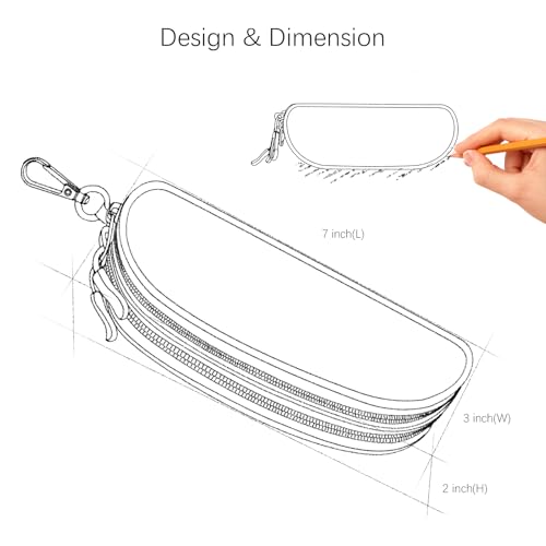 Double Eyeglasses Case Soft Portable Zipper Sunglasses Pouch with Keychain Clip for Men Women - color: Blue Flower