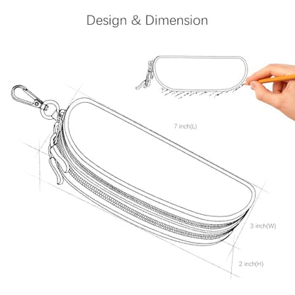 Double Eyeglasses Case Soft Portable Zipper Sunglasses Pouch with Keychain Clip for Men Women - color: Gray Wave