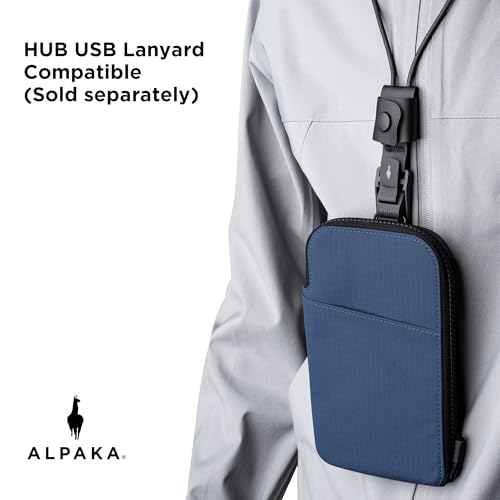 ALPAKA Zip Travel Wallet Blue Axoflux 210D - RFID Passport Holder - Self Locking Zipper - Tear Resistant Material - Four Pockets and Two Card Slots - HUB Accessories Compatible - color: Blue