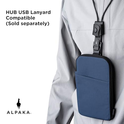 ALPAKA Zip Travel Wallet Blue Axoflux 210D - RFID Passport Holder - Self Locking Zipper - Tear Resistant Material - Four Pockets and Two Card Slots - HUB Accessories Compatible - color: Blue