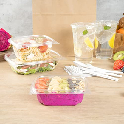 Restaurantware Thermo Tek 12 Ounce Deli Food Containers 100 Anti-Fog Hinged Lid Containers - Freezable Rectangle Clear Plastic To Go Food Containers Disposable - size: 12 oz