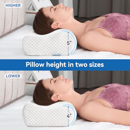 AM AEROMAX Travel Contour Memory Foam Pillow, Cervical Pillow for Neck Pain Relief, Neck Orthopedic Sleeping Pillows for Side, Back and Stomach Sleepers. - color: White, size: Travel Size