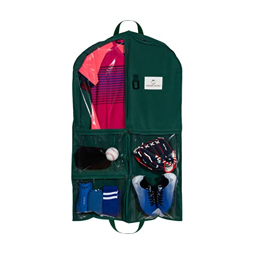 Waterproof Hanging Garment Bag 40 inch Clothes Bag with Gusset, 5 Pockets & Side Zip for Dance Costumes, Cheer, Skating, Theatre, Beauty Pageants,Cheer & More by Kendall Country, Forest Green - color: Forrest Green, size: 40 inch