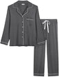 Cherrydew Women Bamboo Viscose Pajama Sets Super Soft Comfy Breathable Cooling Sleepwear Long Sleeve Button Down Loungewear - color: Charcoal, size: Small