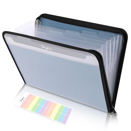 Document Organizer, Accordion Folder with Front Pocket, 7 Pocket Expanding File Folder, Letter Size, Important Document Folder with Double Zipper, School Office Supplies (Blue, 1 Pack) - color: Blue