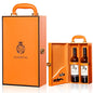 Wine Box with 2 Bottle Leatherette Top Handle Premium Wine Carrier Case Orange