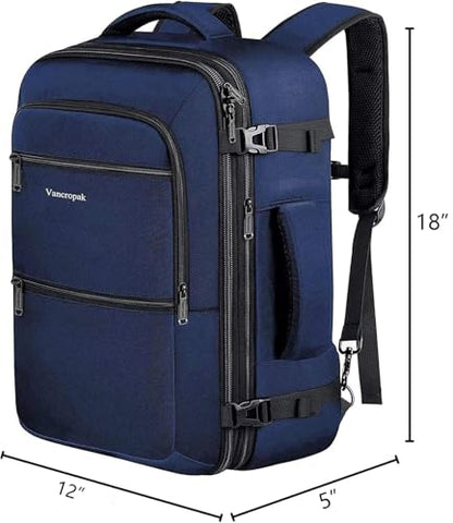 Vancropak 35L Traveling Backpack, Airplane Approved Travel Carry on Bag hand luggage, Water Resistant Lightweight Luggage Suitcase Backpack Overnight Weekender Business Daypack Bag for Men Women, Blue - color: Blue, size: Large
