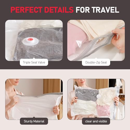 Vacuum Storage Bags for Travel, 10 Pack Vacuum Seal Bags for Clothing Travel, Compression Packing Kit with High Pressure Electric Pump, Space Bags for Clothes Luggage Traveling - style: 10 combo bags + electric pump